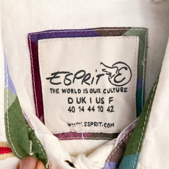 ESPIRIT White Cotton Floral Embroidered  Long Sleeve Shirt M/10 - Picture 6 of 8